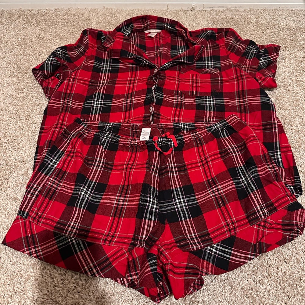 Victoria Secret Button Down Pajama Short Set.